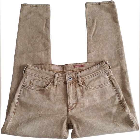 Pilcro Anthropologie 25R Slim Boyfriend Tan Floral Stencil Jeans - Picture 1 of 17